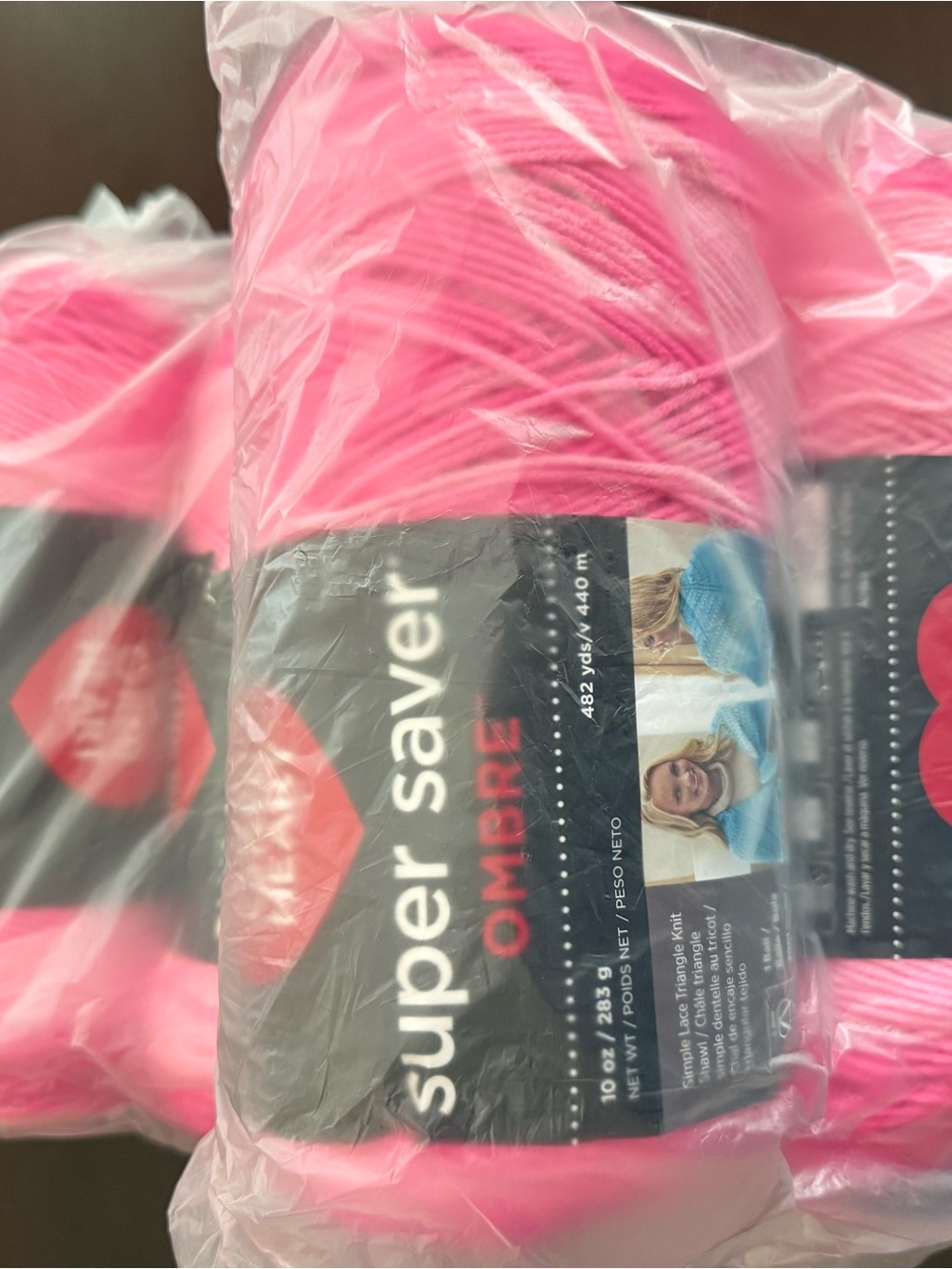Red Heart Super Saver Ombre Pink Jazzy Yarn - Bright Hot Pink